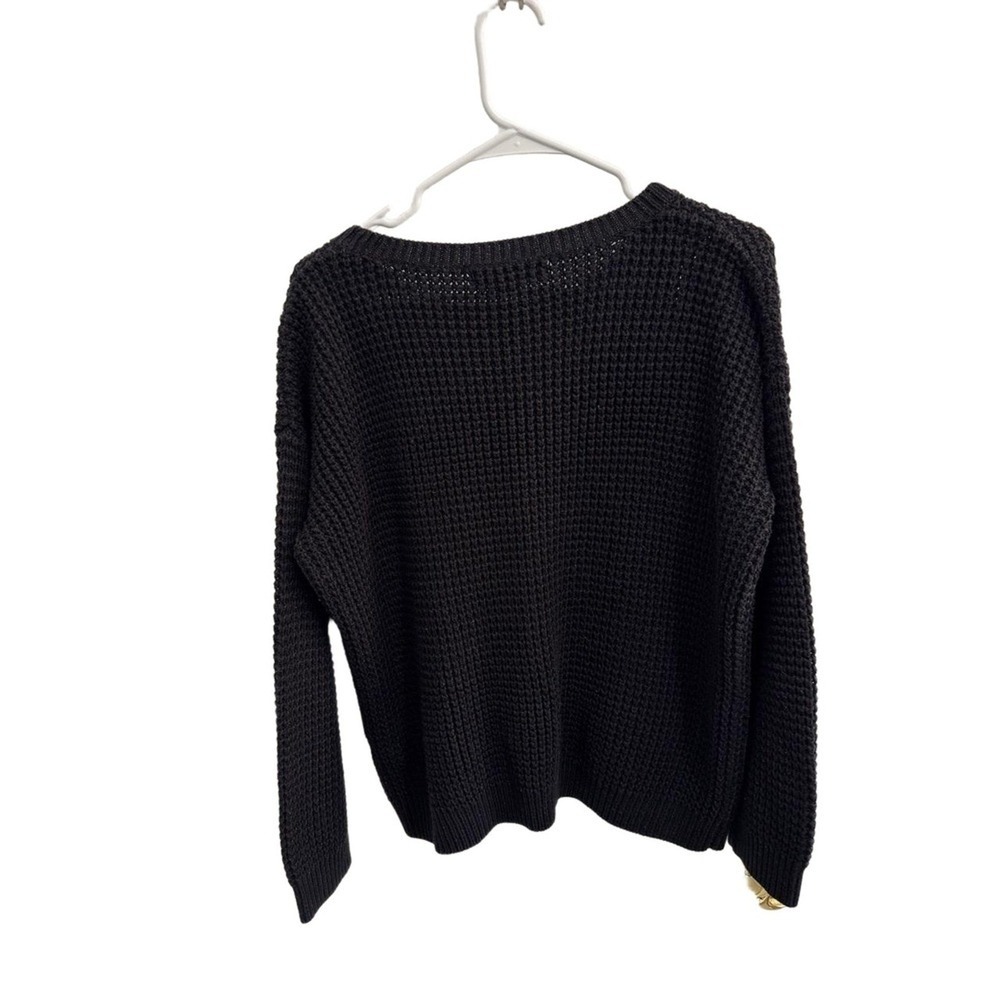 Forever 21 Black Waffle Chunky Knit Pullover Sweater Size Large Dark Academia